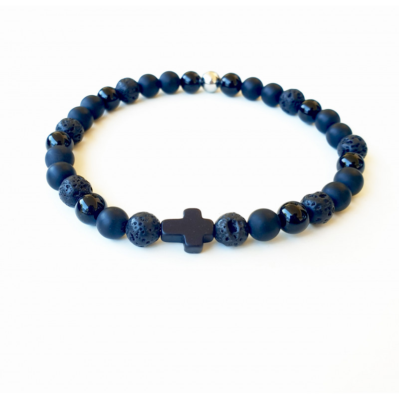 Bracelet Homme Mini Croix Black – Élégance & Intensité | Cannes