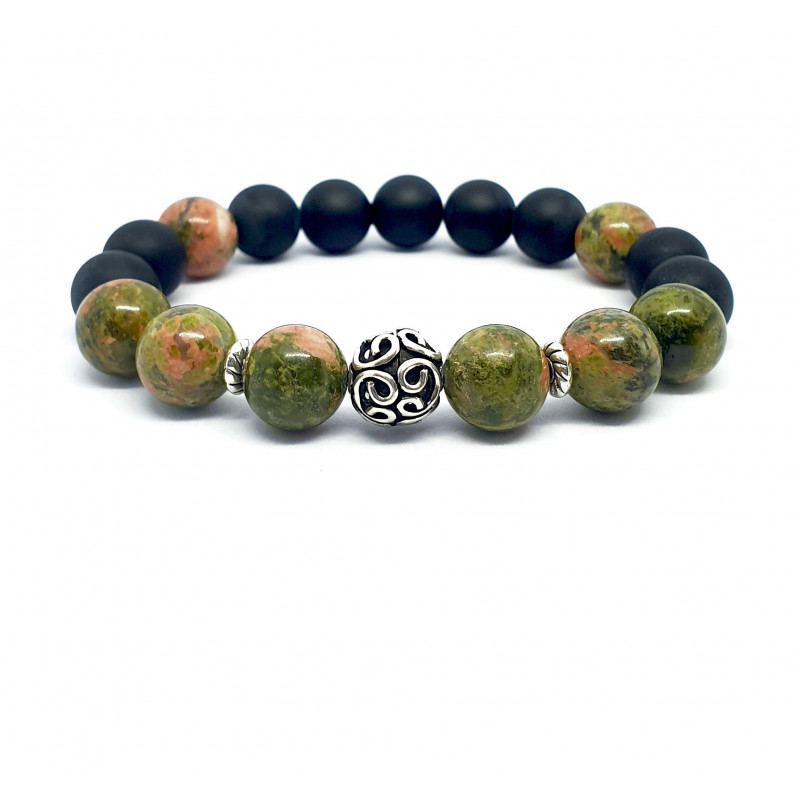 Bracelet Homme Unakite & Onyx – Libération & Équilibre | Cannes