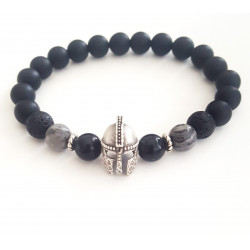 Bracelet Homme Grey Spartan – Pierre de Lave & Agate | Cannes