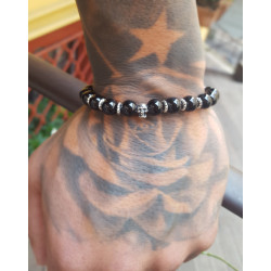 Bracelet Homme King Skull – Agate Brillante & Argent 925 | Cannes