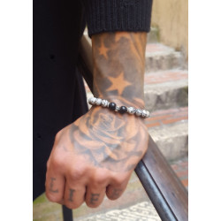 Bracelet Homme Dark Grey & Skull – Agate & Jaspe | Cannes