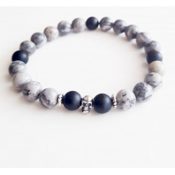 Bracelet Homme Dark Grey & Skull – Agate & Jaspe | Cannes