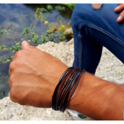 Bracelet Homme Cuir & Argent – Bijou Artisanal Cannes