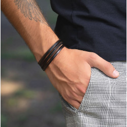Bracelet Homme Cuir & Argent – Bijou Artisanal Cannes