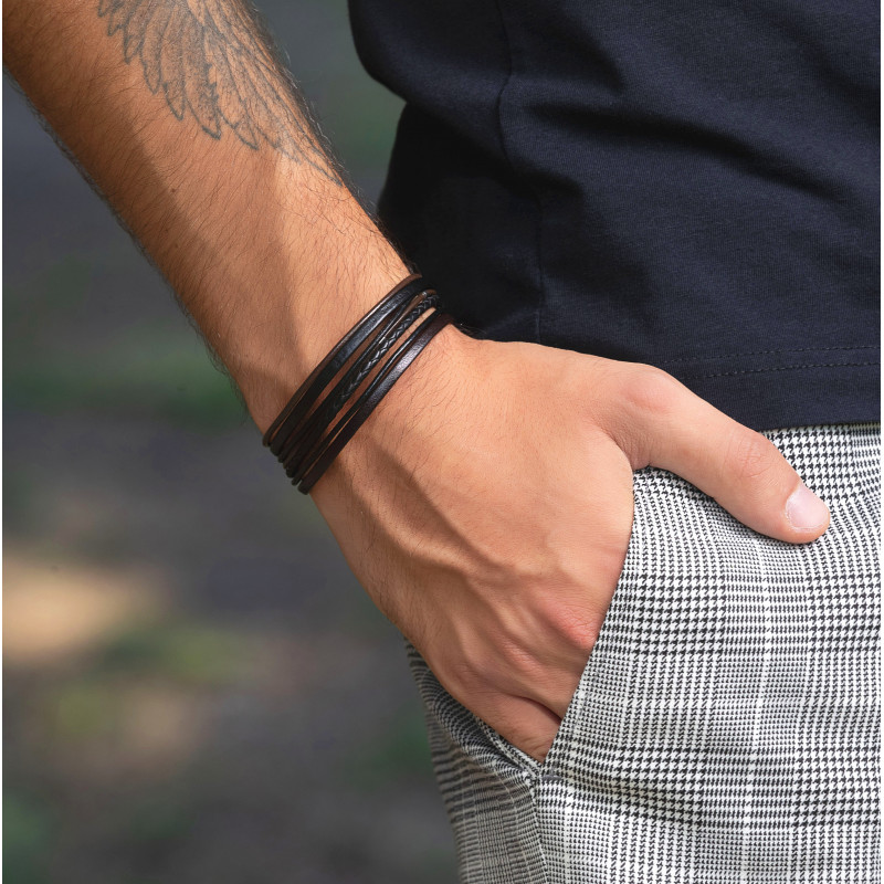 Bracelet Homme Cuir & Argent – Bijou Artisanal Cannes