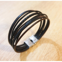 Bracelet Homme Cuir & Argent – Bijou Artisanal Cannes