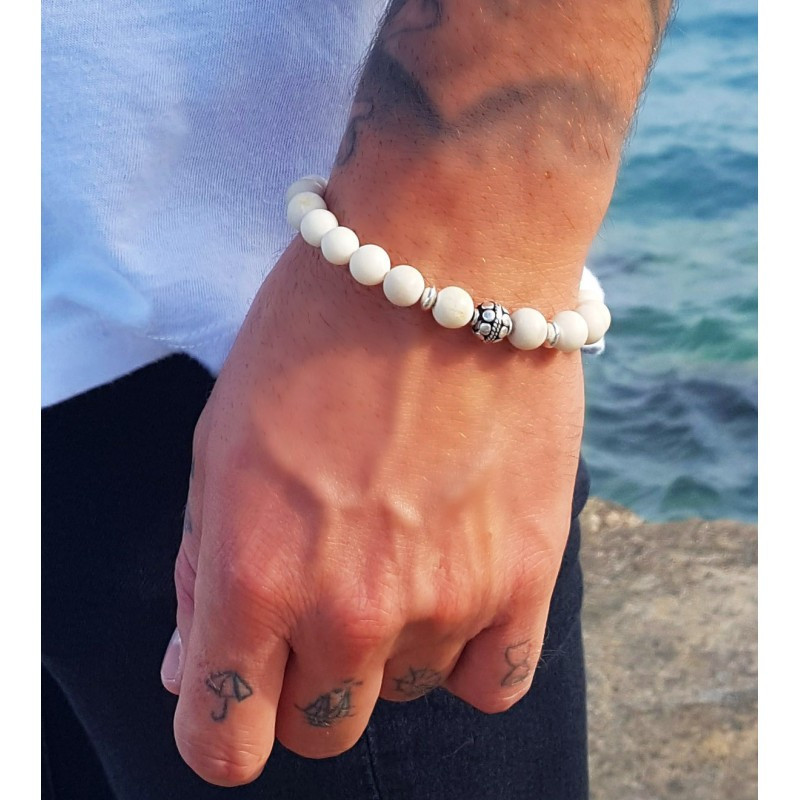 Bracelet Homme White Silver – Pierres Naturelles & Argent 925 | Cannes