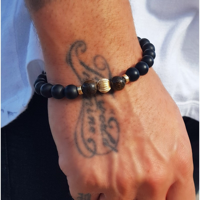 Bracelet Homme Gold Chic – Onyx & Bronzite | Cannes