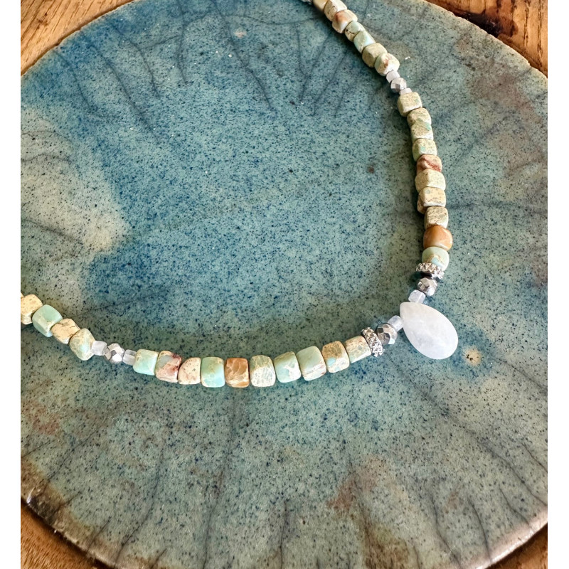 Collier Ancrage Impérial – Jaspe Impérial & Pierre de Lune | Cannes