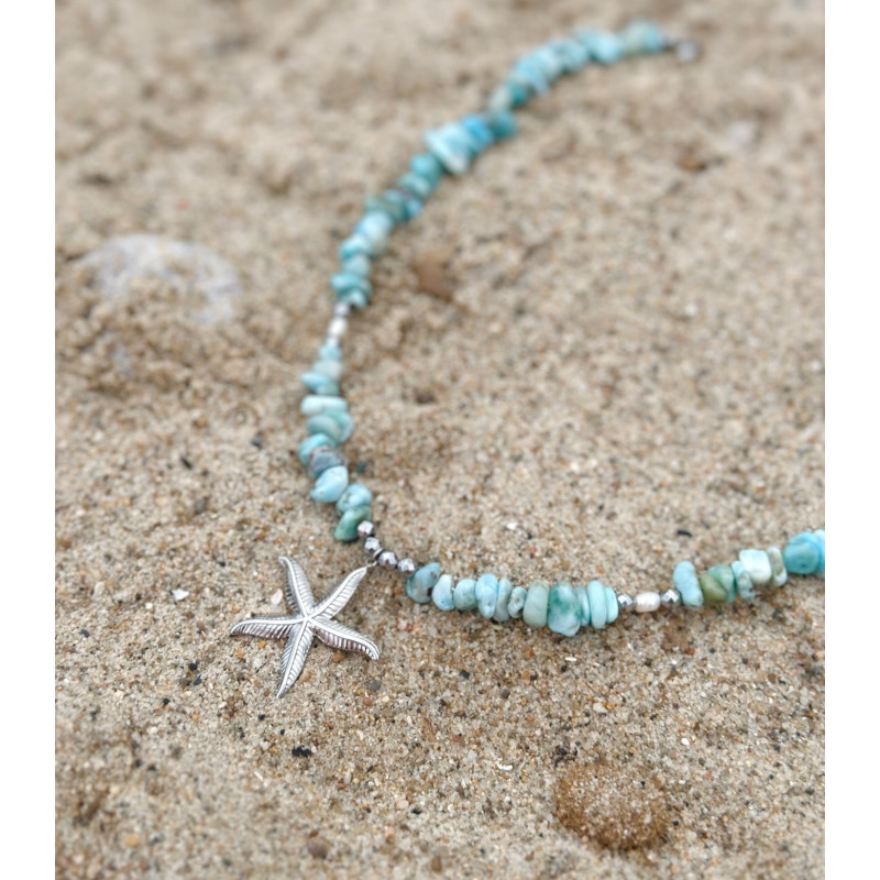 Collier Larimar Bahia – Larimar & Perles d’Eau Douce | Cannes