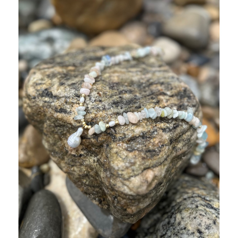 Collier Mermaid Morganite – Morganite & Perles d’Eau Douce | Cannes