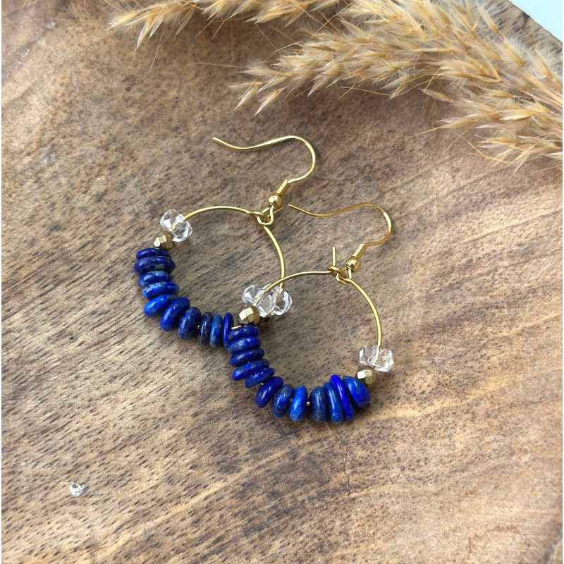 Créoles Lapis Lazuli – Boucles d’oreilles pierre naturelle | Cannes