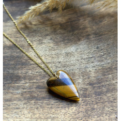 Collier Cœur Œil de Tigre – Bijou Pierre Naturelle | Cannes