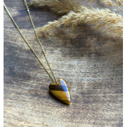 Collier Cœur Œil de Tigre – Bijou Pierre Naturelle | Cannes