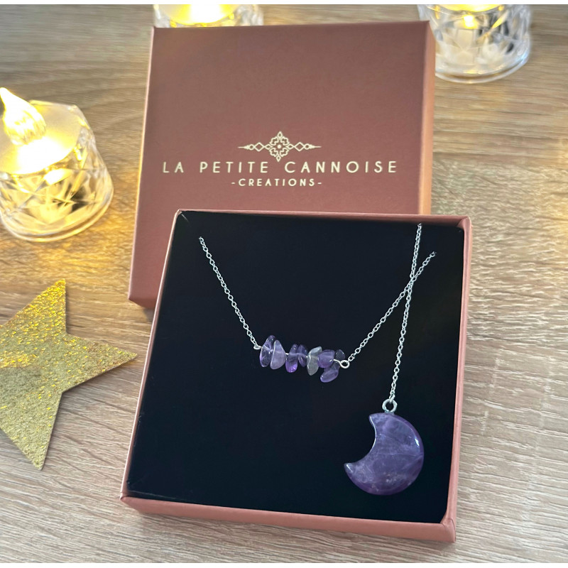 Collier Dos Lune Améthyste – Bijou Intuitif | La Petite Cannoise