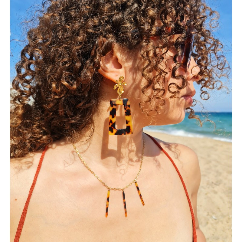 Collier Mada Queen – Chaîne dorée & écaille de tortue | Cannes