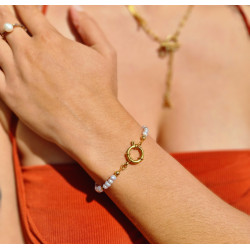 Bracelet Perles Diva – Perles Eau Douce Mauve & Hématite | Cannes