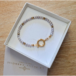 Bracelet Perles Diva – Perles Eau Douce Mauve & Hématite | Cannes