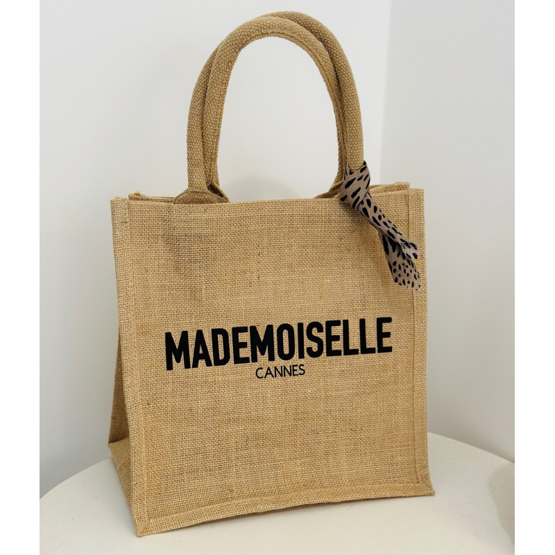 Sac jute carré « MADEMOISELLE Cannes »