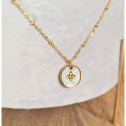 Collier Rose des Vents – Zirconiums & Acier Doré | Cannes