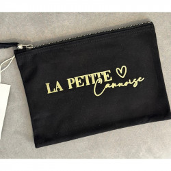 Pochette 100 % coton noire « La Petite Cannoise » – Écriture dorée