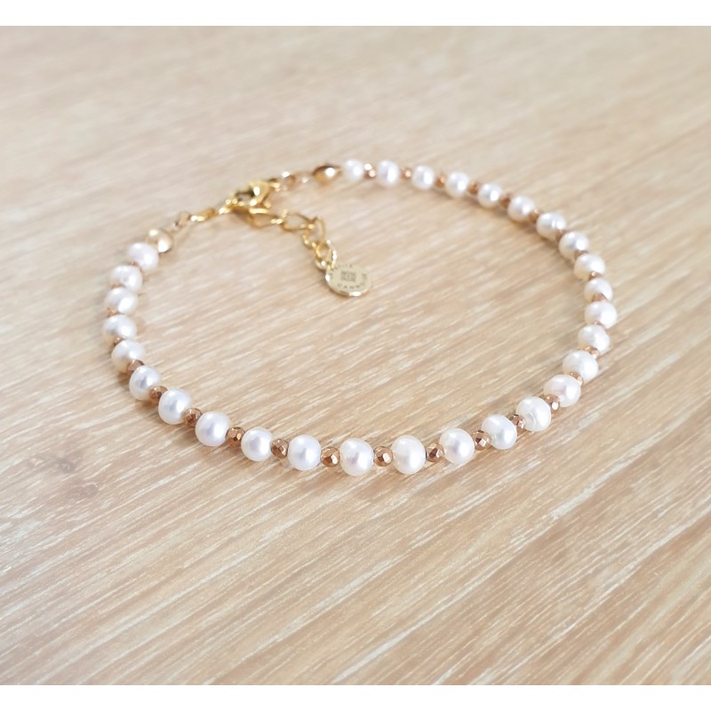 Bracelet chaîne et perles colorées - Doré or fin 24K - Léonie & France
