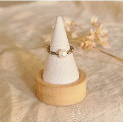Bague Gold Hématite & Perle – Ancrage & Élégance | Cannes