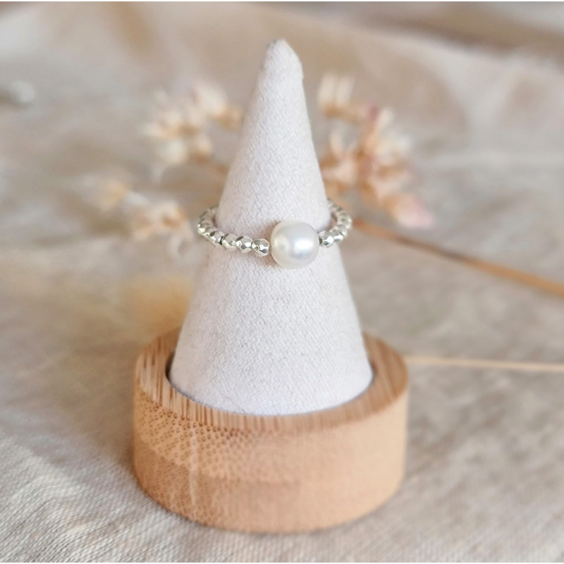 Bague Silver Hématite & Perle – Ancrage & Élégance | Cannes