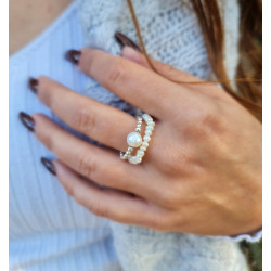 Bague Silver Hématite & Perle – Ancrage & Élégance | Cannes