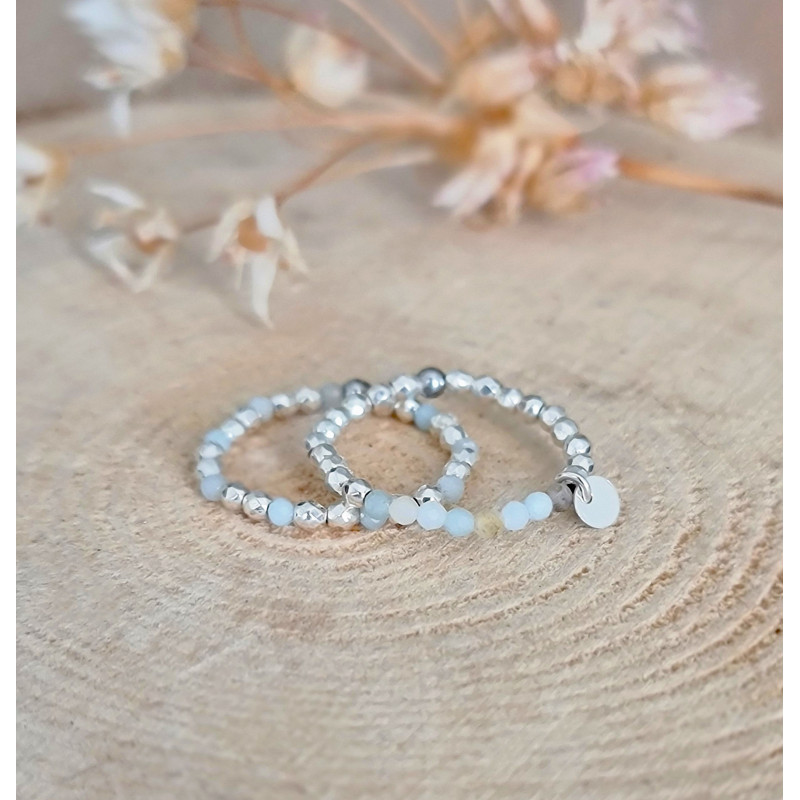 Duo Bagues Amazonite & Argent 925 – Création Artisanale à Cannes