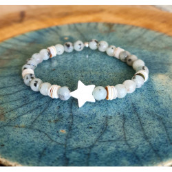 Bracelet Jaspe Kiwi ou Jaspe Rose – Perles 6 mm & Nacre | Création Cannes