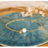 Bracelet Perle d’Eau Douce & Étoile Plaqué Or – Création Cannes