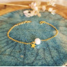 Bracelet Perle d’Eau Douce & Étoile Plaqué Or – Création Cannes