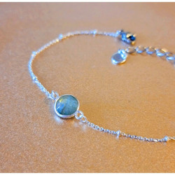Bracelet Labradorite Femme – Argent 925 & Pierre 9 mm | Création Cannes