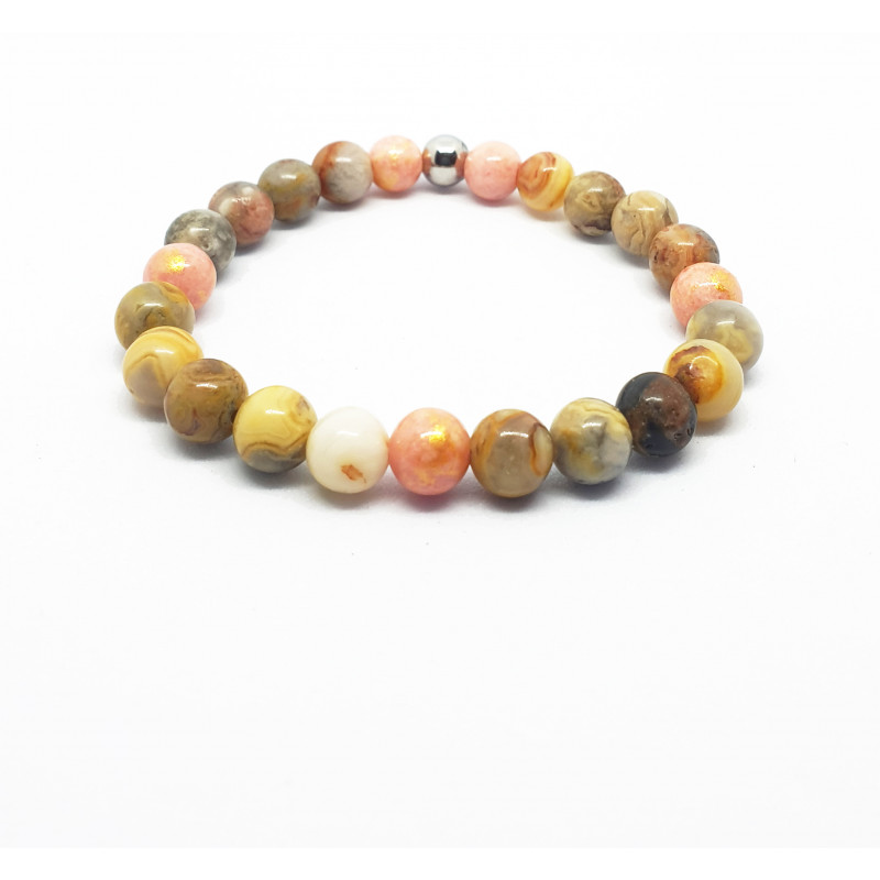 Bracelet enfant Doux Rose – Perles 6 mm Jade & Agate