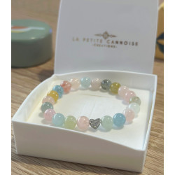 Bracelet Béryl Enfant – Morganite & Aigue-Marine 6mm | Création Cannes
