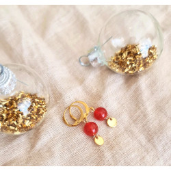 Boucles d’Oreilles Cornaline Femme – Dormeuses Inox & Pierre Naturelle | Création Cannes