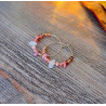 Boucles d’Oreilles Femme – Rhodonite & Quartz Rose 30 mm | Création Cannes