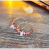 Boucles d’Oreilles Femme – Rhodonite & Quartz Rose 30 mm | Création Cannes
