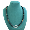 Collier Homme Onyx & Œil de Tigre – Fermoir Bouée Inox | Création Cannes