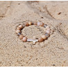 Bracelet Pierre de Soleil & Quartz Femme – Croix en Nacre | Création Cannes