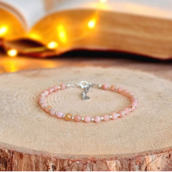 Bracelet Opale Rose Femme – Argent 925 & Perles 4 mm | Création Cannes