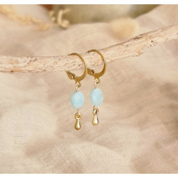 Boucles d’Oreilles Amazonite Femme – Dormeuses Inox & Équilibre | Création Cannes