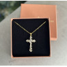 Collier Croix Dorée Femme – Pendentif Strass & Chaîne Boules Inox | Création Cannes
