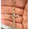 Collier Croix Dorée Femme – Pendentif Strass & Chaîne Boules Inox | Création Cannes