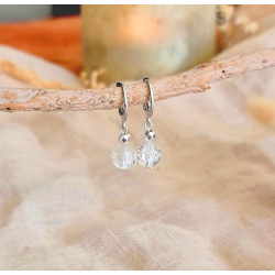 Boucles d’Oreilles Cristal de Roche Femme – Dormeuses Inox & Énergie | Création Cannes