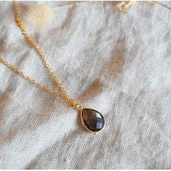 Collier Quartz Fumé Doré Femme – Stabilité & Apaisement | Création Cannes