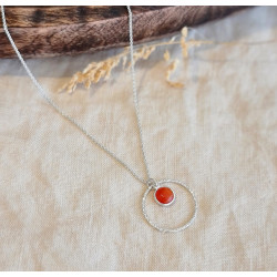 Collier Cornaline Femme – Anneau Martelé Argent 925 | Création Cannes