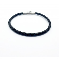 Bracelet Cuir Enfant – Tressé noir “Comme papa”
