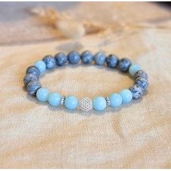 Bracelet Amazonite & Jaspe Gris Femme – Apaisement & Ancrage | Création Cannes